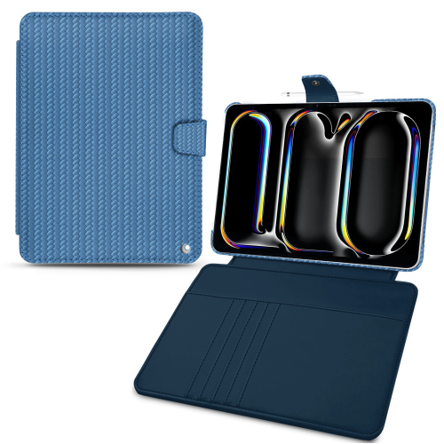 Apple iPad Pro 13 レザーウォレットケース｜Noreve - ノリーブ - プレミアムラグジュアリーケースAbaca ishia ( Pantone #395775 ) 