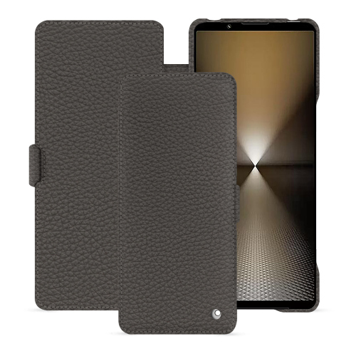 Lujosa funda con solapa horizontal para Sony Xperia 1 VI - Noreve | Calidad superior y eleganciaAnthracite ( Pantone #41403c ) 
