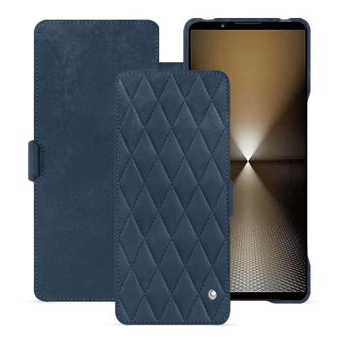 Capa com aba horizontal luxuosa para Sony Xperia 1 VI - Noreve | Qualidade e elegância superioresJean vintage - Couture ( Pantone #2f414f  ) 