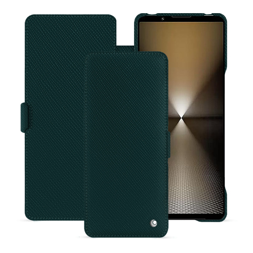 Luxurious Horizontal Flap Case for Sony Xperia 1 VI - Noreve | Superior Quality and EleganceVert séduisant ( Pantone #1d3c34 ) 