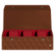 Watch box - 3 watches - Marron - Couture ( Nappa - Pantone #8B4720 ) 