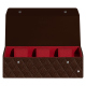 Watch box - 3 watches - Châtaigne - Couture ( Pantone #1b1107 ) 