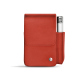 Étui cuir pour paquet de cigarettes avec poche briquet - Arange clouquié ( Pantone #D33108 )