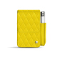 Leather cigarette case with lighter pocket - Jaune fluo - Couture ( Pantone #c9ff57 ) 
