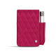 Étui cuir pour paquet de cigarettes avec poche briquet - Rose fluo - Couture ( Pantone #ff16b4 ) 