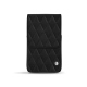 Leather case for slim cigarette pack | 100 S - Negre poudro - Couture ( Pantone #111212 )