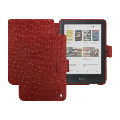 Capa de luxo com aba horizontal para Kobo Clara Colour / BWAutruche ciliegia ( Pantone #a4343a ) 