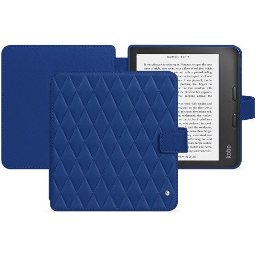 Premium horizontal case for Kobo Libra Colour by NoreveBleu océan - Couture ( Nappa - Pantone #15458a) 