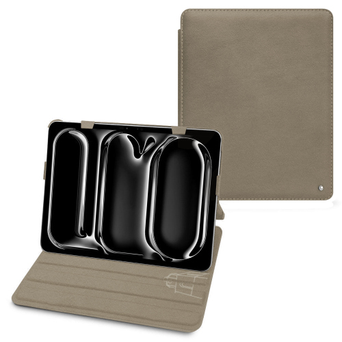 Capa com aba em pele de luxo para Apple iPad Pro 11 | NoreveDarboun sabla ( Pantone #BCB1A1 )