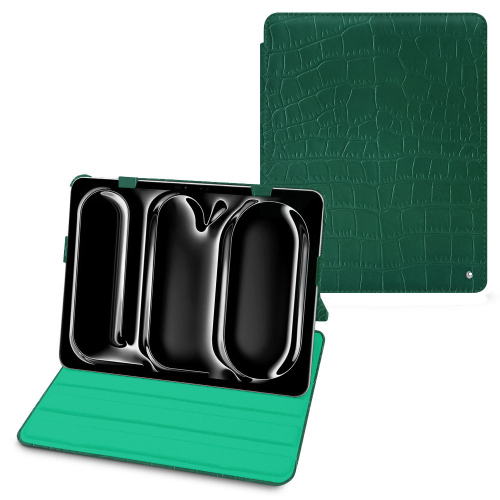 Funda de solapa de cuero de lujo para Apple iPad Pro 11 | NoreveCrocodile pino ( Pantone #173F35 ) 