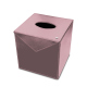 Square tissue box holder - Rose ( Nappa - Pantone #efbae1 ) 