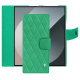 Étui portefeuille cuir Samsung Galaxy Z Fold6 - Menthe vintage - Couture ( Pantone #37b375 ) 
