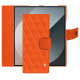 Samsung Galaxy Z Fold6 leather wallet case - Orange fluo - Couture ( Pantone #ff5406 ) 