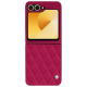 Coque cuir Samsung Galaxy Z Flip5 - Rose fluo - Couture ( Pantone #ff16b4 ) 