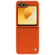 Coque cuir Samsung Galaxy Z Flip6 - Orange fluo ( Pantone #ff5406 ) 