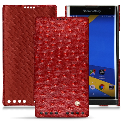Blackberry Priv - Habillez votre mobile avec des étuis, housses, coques de luxe en cuir Autruche ciliegia ( Pantone #a4343a ) 