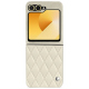 Samsung Galaxy Z Flip6 leather cover - Blanc - Couture ( Nappa - White ) 