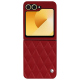 Samsung Galaxy Z Flip6 leather cover - Rouge - Couture ( Nappa - Pantone #d50032 ) 
