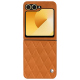 Coque cuir Samsung Galaxy Z Flip6 - Mandarine vintage - Couture ( Pantone #d47231 ) 