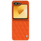 Coque cuir Samsung Galaxy Z Flip6 - Orange fluo - Couture ( Pantone #ff5406 ) 