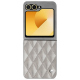 Coque cuir Samsung Galaxy Z Flip6 - Platinium - Couture ( Pantone 877C ) 