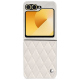 Lederschutzhülle Samsung Galaxy Z Flip6 - Blanc escumo - Couture ( Pantone #D6D6D1 )