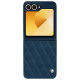 Coque cuir Samsung Galaxy Z Flip6 - Blu mediterran - Couture ( Pantone #0E3043 )