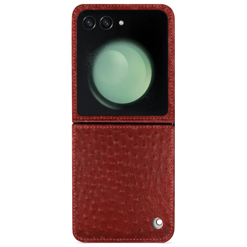 Maßgeschneiderte Luxus-Schutzhülle für Samsung Galaxy Z Flip5Autruche ciliegia ( Pantone #a4343a ) 