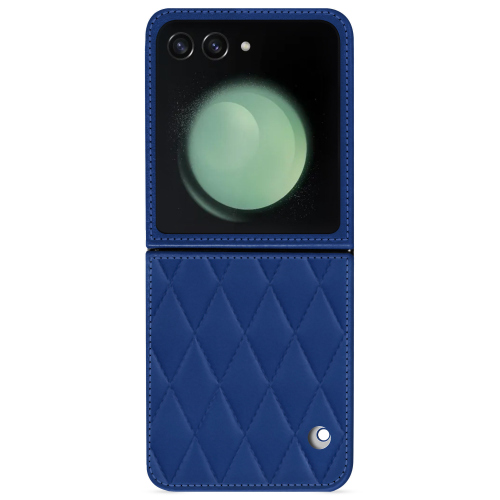 Custodia di lusso personalizzata per Samsung Galaxy Z Flip5Bleu océan - Couture ( Nappa - Pantone #15458a) 