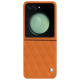 Coque cuir Samsung Galaxy Z Flip5 - Orange - Couture ( Nappa - Pantone #ff9351 ) 