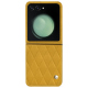 Samsung Galaxy Z Flip5 leather cover - Jaune soulèu - Couture ( Pantone #F3B934 )