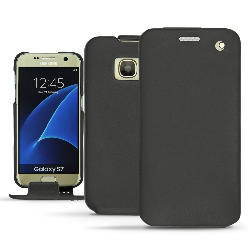 가죽 커버 Samsung Galaxy S7  - Noir ( Nappa - Black ) 