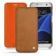 Samsung Galaxy S7 Edge leather case - Mandarine vintage ( Pantone 165C ) 