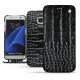 Housse cuir Samsung Galaxy S7 Edge - Crocodile nero