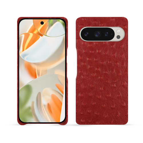 Guscio protettivo in pelle di lusso per Google Pixel 9 Pro | Eleganza e sicurezza - NoreveAutruche ciliegia ( Pantone #a4343a ) 