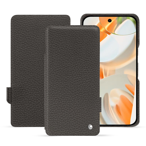 Protective Cover Horizontal Leather Flap Google Pixel 9 Pro | Noreve LuxeAnthracite ( Pantone #41403c ) 