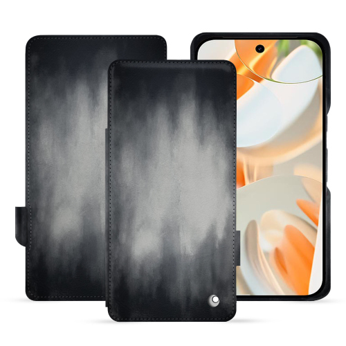 Cover protettiva con patta orizzontale in pelle Google Pixel 9 Pro | Noreve LuxeGris Patine