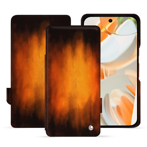 谷歌 Pixel 9 Pro 横向翻盖皮革保护套 | Noreve LuxeFauve Patine