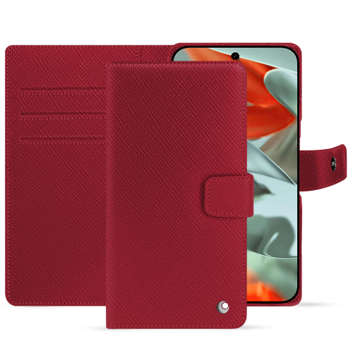 Funda de cuero de lujo tipo cartera para Google Pixel 9 Pro XL - Noreve | Protección PremiumRouge passion ( Pantone #a6192e ) 