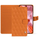 Étui portefeuille cuir Google Pixel 9 - Orange - Couture ( Nappa - Pantone #ff9351 ) 