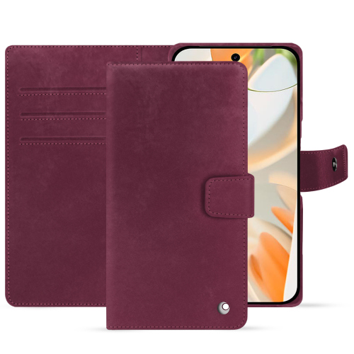 Funda de cuero de lujo tipo cartera para Google Pixel 9 Pro | Noreve - Protección de alta gamaPrune vintage ( Pantone #612434 ) 