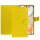 Étui portefeuille cuir Google Pixel 9 Pro - Jaune fluo - Couture ( Pantone #c9ff57 ) 