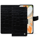 Google Pixel 9 Pro leather wallet case - Crocodile nero ( Noir / Black) 
