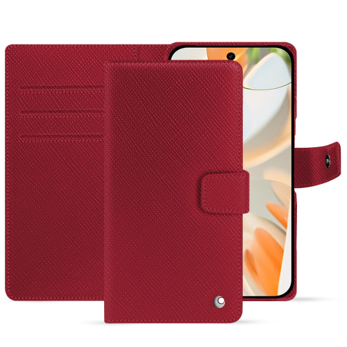 Étui Portefeuille Luxe en Cuir pour Google Pixel 9 Pro | Noreve - Protection Haut de GammeRouge passion ( Pantone #a6192e ) 