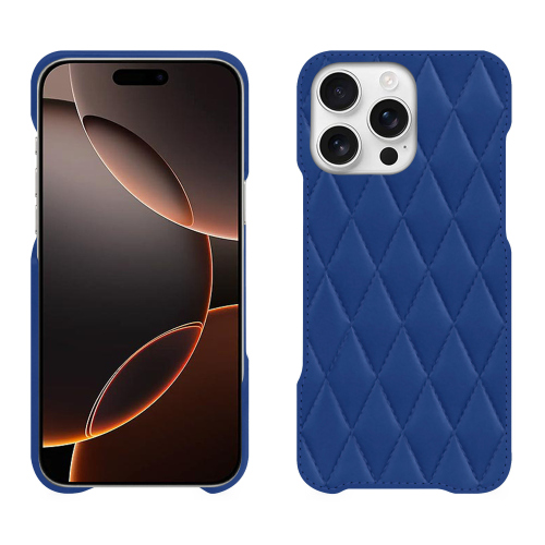 Luxushülle Apple iPhone 16 Pro | Eleganz und EinzigartigkeitBleu océan - Couture ( Nappa - Pantone #15458a) 