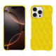 Apple iPhone 16 Pro leather cover - Jaune fluo - Couture ( Pantone #c9ff57 ) 