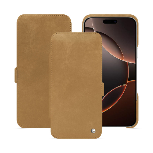 Luxurious Horizontal Flap Case for iPhone 16 Pro | NoreveSable vintage ( Pantone #9b7340 ) 