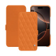 Housse cuir Apple iPhone 16 Pro - Orange - Couture ( Nappa - Pantone #ff9351 ) 