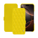 Apple iPhone 16 Pro leather case - Jaune fluo - Couture ( Pantone #c9ff57 ) 