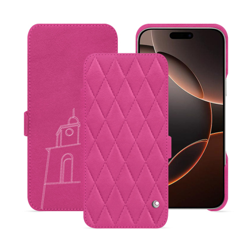Étui Rabat Horizontale Luxe pour iPhone 16 Pro | NoreveRose BB - Couture ( Pantone #DB599F )